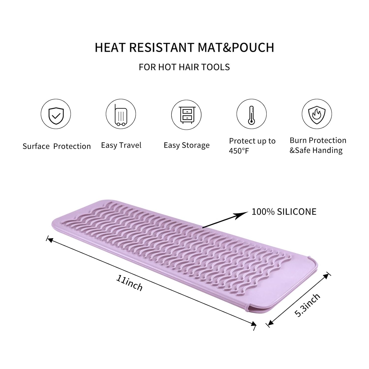 Bolsa de viaje de silicona resistente al calor para alisadora de cabello, plancha para prensar, rizador de pelo, varita rizadora de cabello, plancha