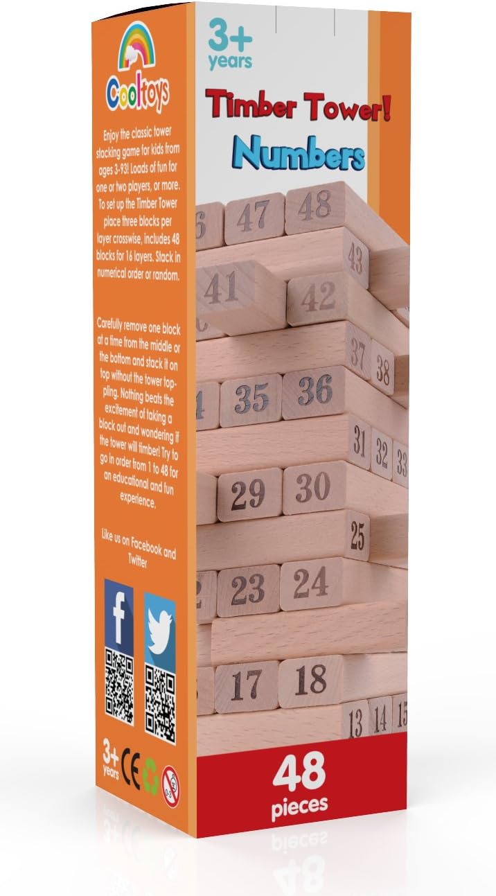 CoolToys Juego de apilamiento de bloques de madera para hacer torres