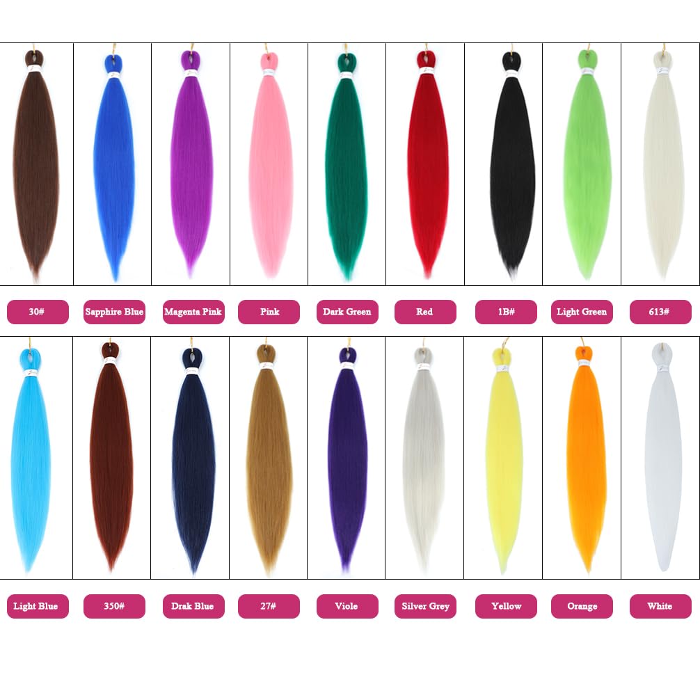 Extensiones de cabello trenzado color rosa, cabello sintético preestirado, cabello trenzado de color, cabello de ganchillo preestirado (3 paquetes,