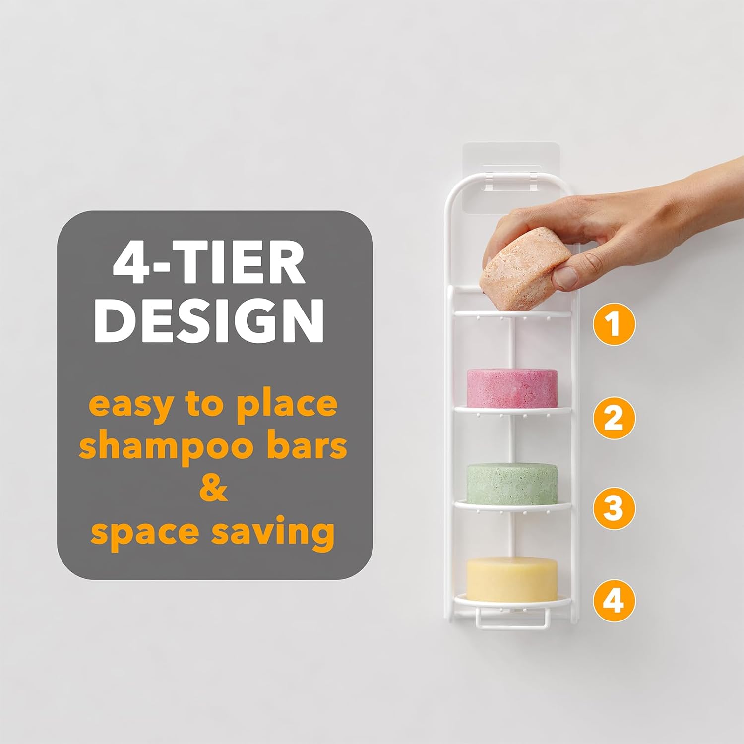 SpaceAid Soporte de barra de champú de 4 niveles para ducha, soporte de barra de jabón autodrenante para pared de baño y fregadero de cocina,