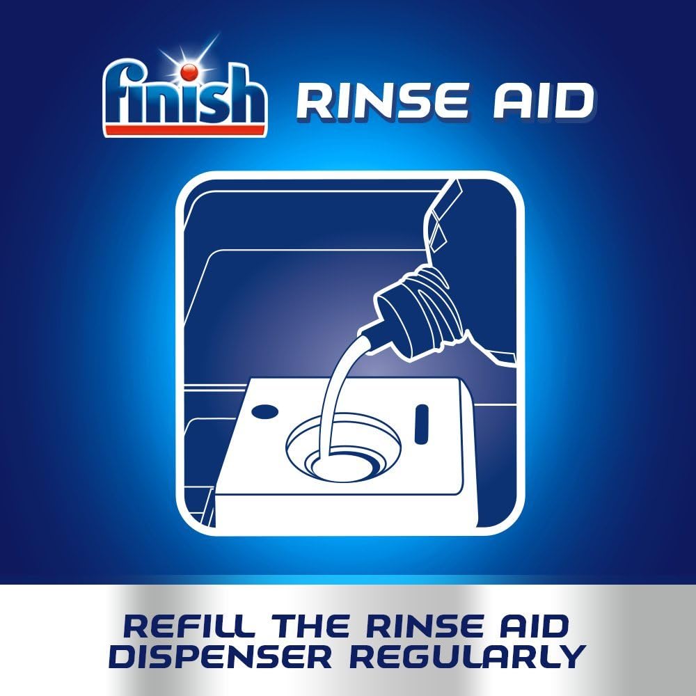 Finish Rinse Aid – Lavavajillas de secado 100% mejor, brillo de limón, 27.1 fl oz