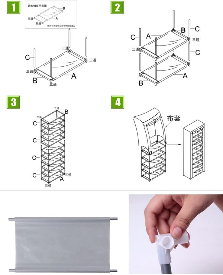 Zapatero organizador, De moda de ahorro de habitación 9 celosías Tela no tejida Zapatero gris, Zapateras organizador para zapatos