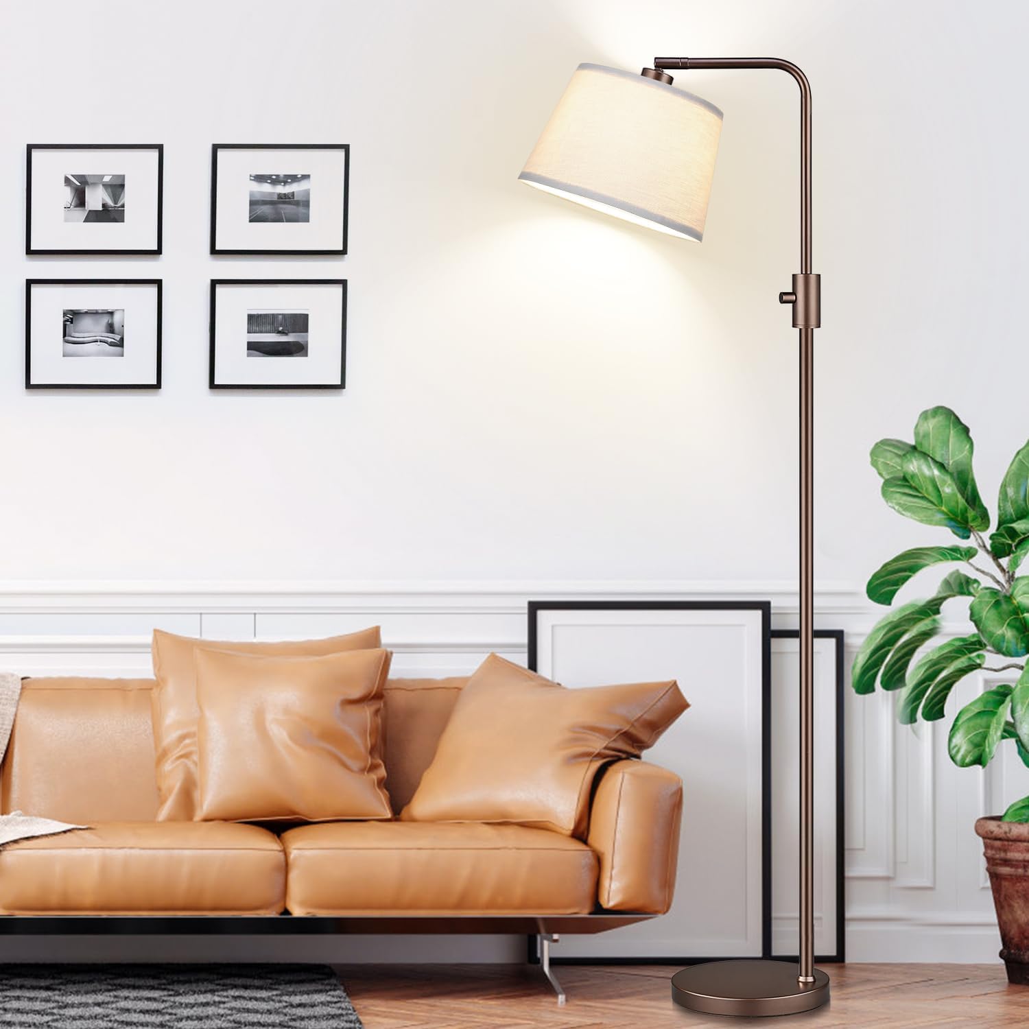 ActualizadaLámpara de pie regulable, bombilla LED Edison de 1000 lúmenes incluida, lámparas de pie de arco para sala de estar, lámpara de pie