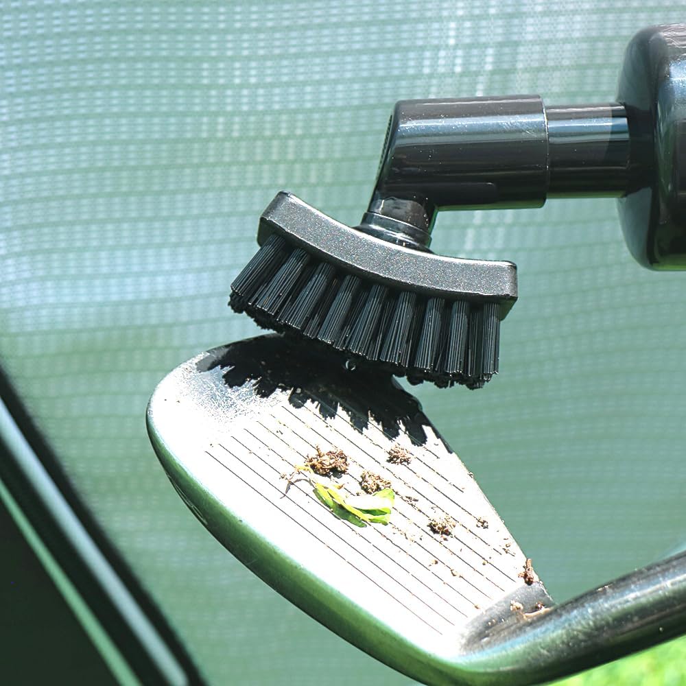 UDPARSCO Limpiador de palos de golf con cerdas de nailon, kit de limpieza para palos de golf, bomba de dedo antifugas con pulverizador con cepillo