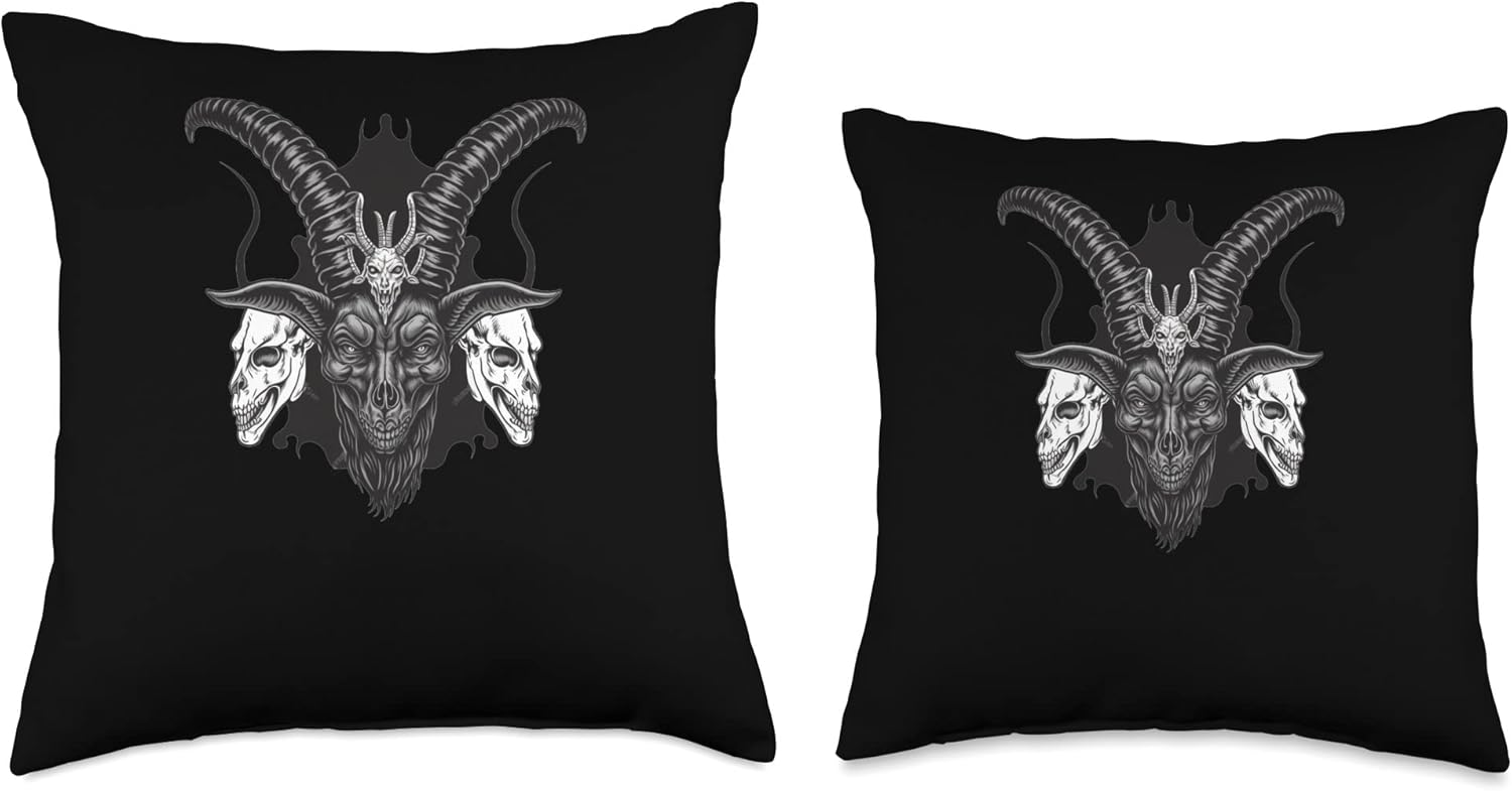 Occult T-Shirts and Gifts Baphomet Occult Devil Head-Baphomet Evil – Almohada (18 x 18 pulgadas), multicolor