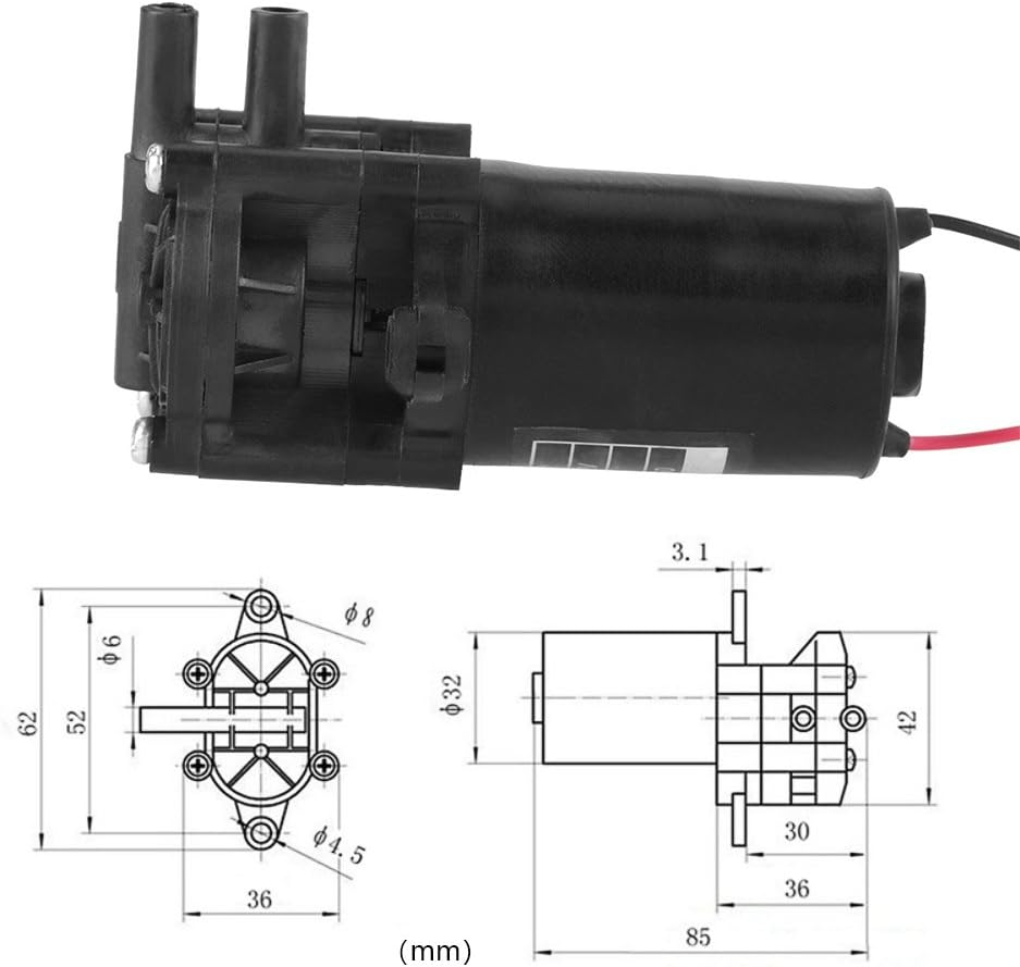 FTVOGUE 12V ZC-A250 Mini autocebante -resistente DC Gear Bomba de agua para acuario herramienta de bombeo de agua
