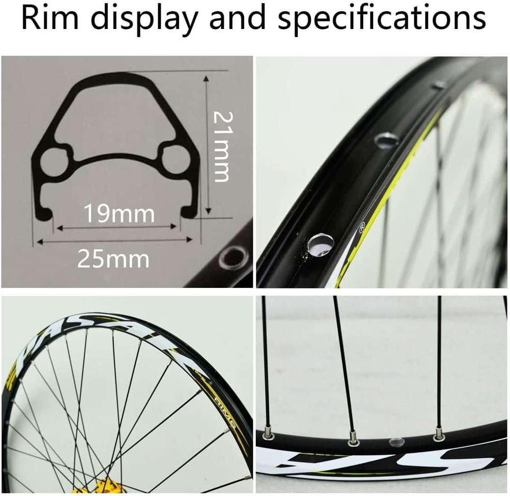 LvTu Juego de ruedas para bicicleta de montaña, ruedas de 2627.529 pulgadas, rueda de rodamiento sellada con freno de disco de aleación de 7-12