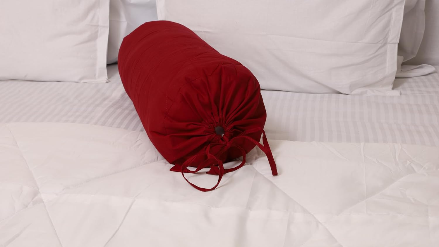 Saffron HANDICRAFTS – Funda de almohada de algodón, con cierre de cuerda, fácil de quitar, lavable, 8 pulgadas de diámetro, 24 pulgadas de largo