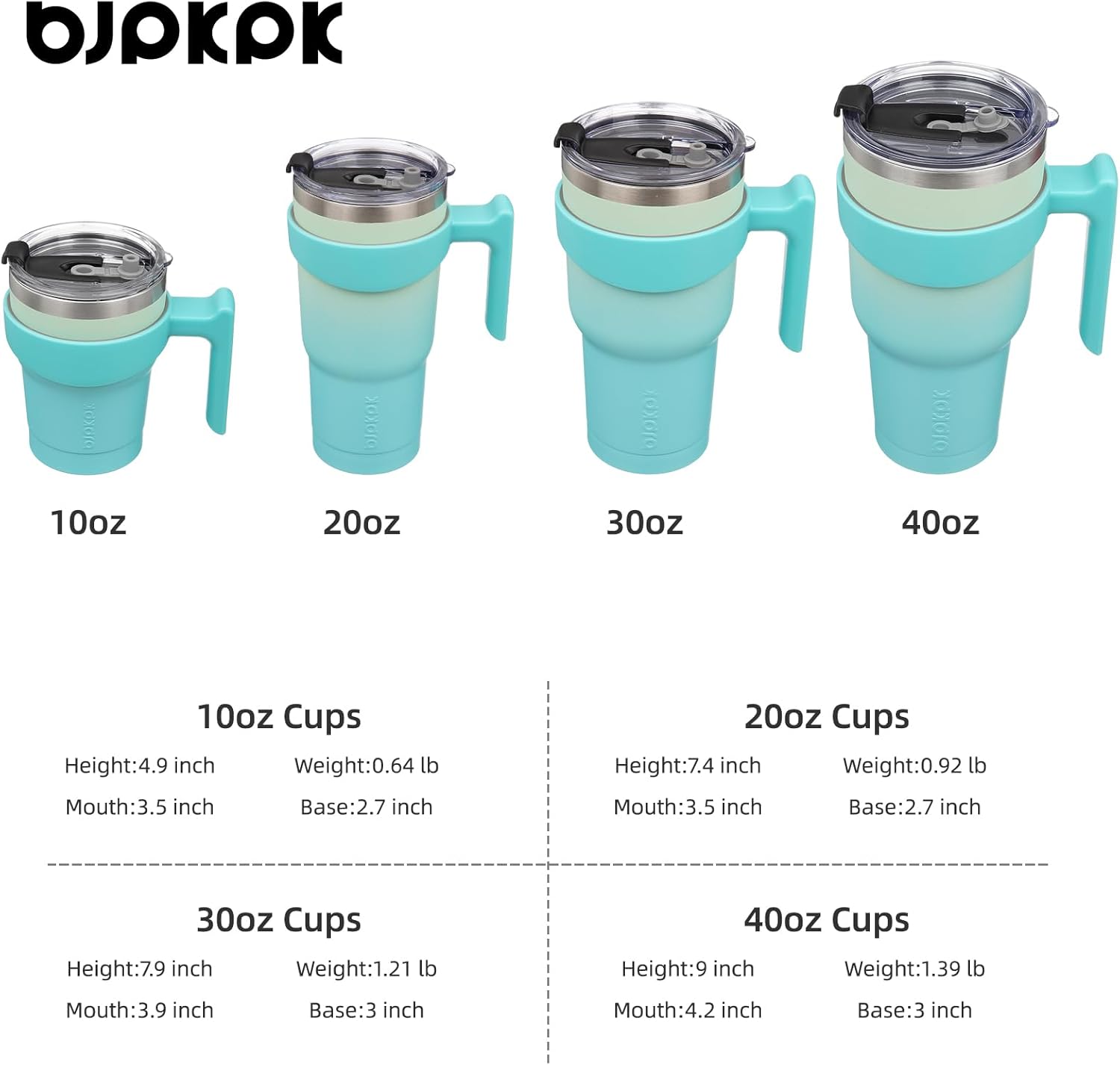 BJPKPK Vaso de 30 onzas con asa y tapa con popote, vaso aislado de acero inoxidable, para café, color menta