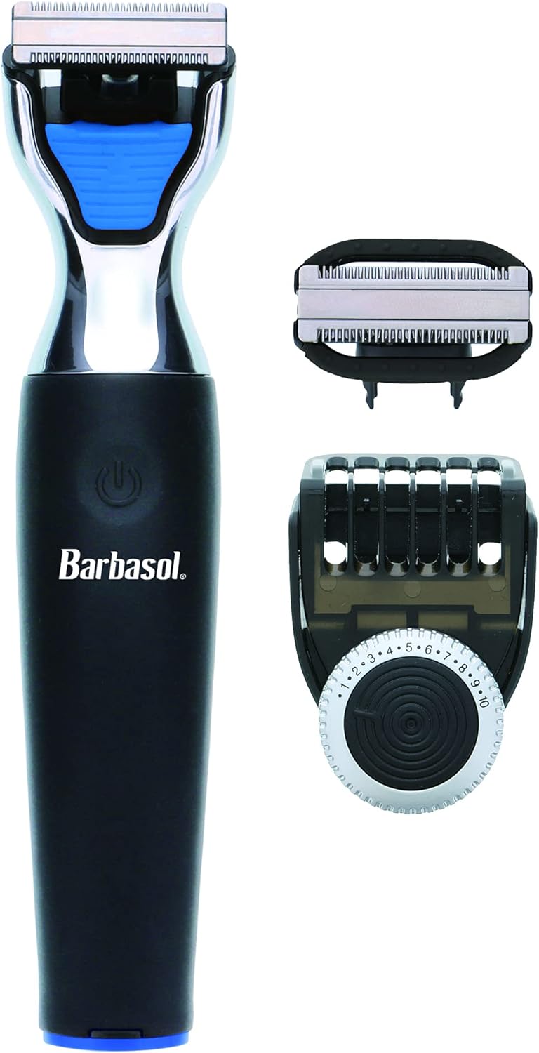 Barbasol Afeitadora eléctrica recargable de una sola hoja húmeda y seca con cuchillas de acero inoxidable y accesorio ajustable para recortadora de
