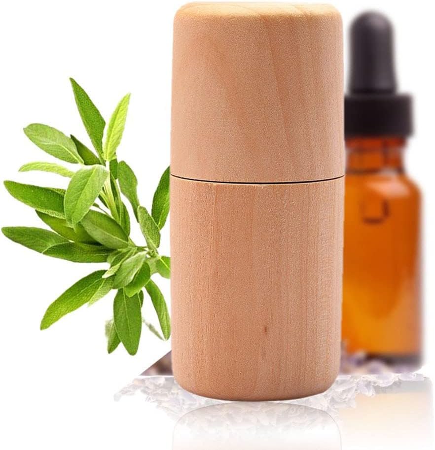 DAMLUX Estuche de viaje de aceite esencial de madera, caja de soporte de aceite esencial, contenedor de botella de aceite esencial de madera de