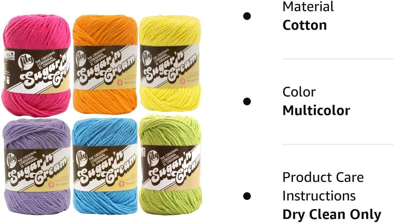 Lily Sugar n’ Cream – Surtido de 6 unidades, 100% algodón, mediano, 4 peinados (multicolor)