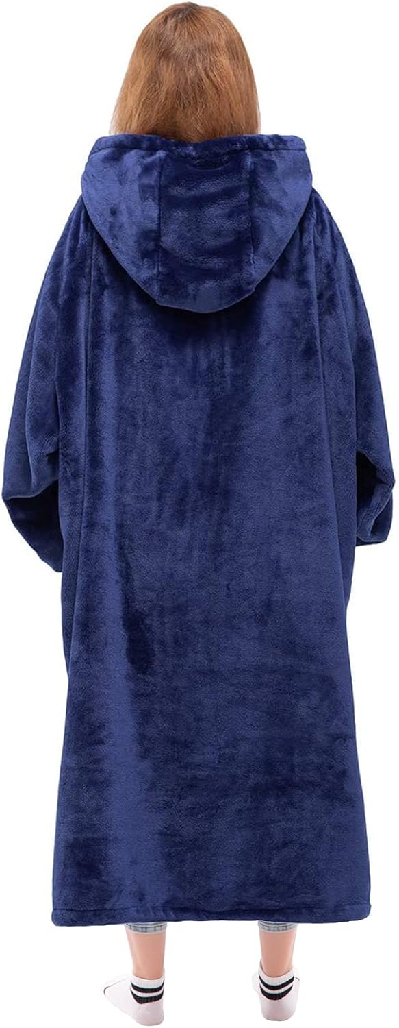 Waitu – Sudadera tipo manta, para regalar a hombre o mujer, muy cálida y agradable, grande, con capucha, de gruesa franela, con mangas y un bolsillo