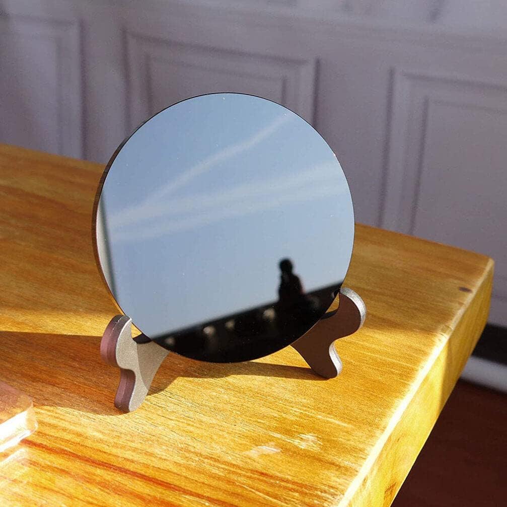FOMIYES 1 Unidades Elegance Graceling Obsidiana Scrying Mirror Espejo de obsidiana con soporte, artículos para el hogar, decoración del hogar,