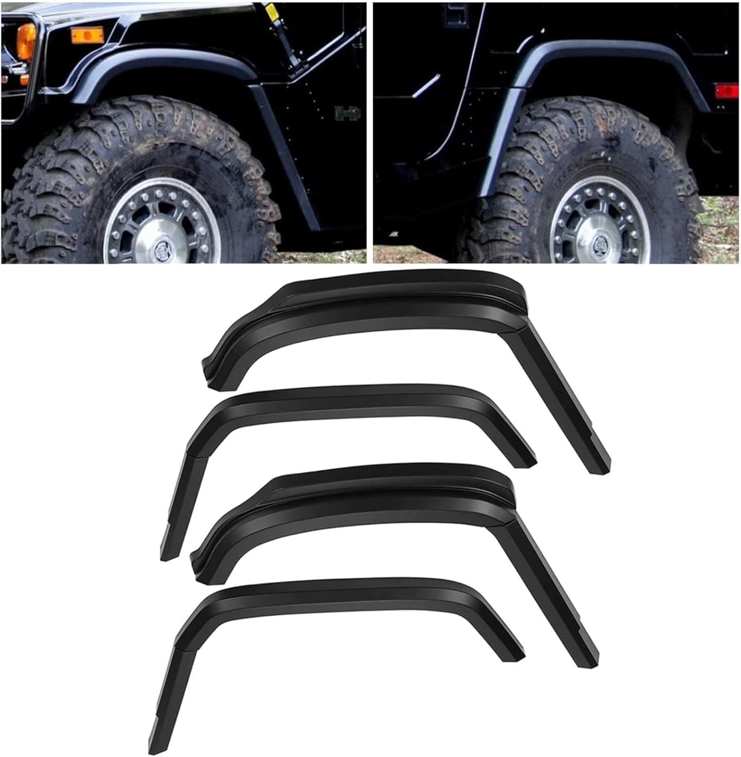 KUAFU 8 guardabarros compatibles con Hummer H1HumveeHMMWV Barro Flaps Splash Extended Guard Negro Plástico