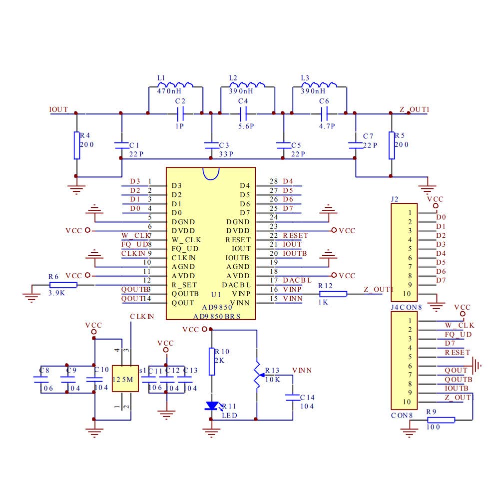 Generador, módulo generador DDS AD9850, 2 ondas sinusoidales y 2 onda cuadrada, 0-40MHz