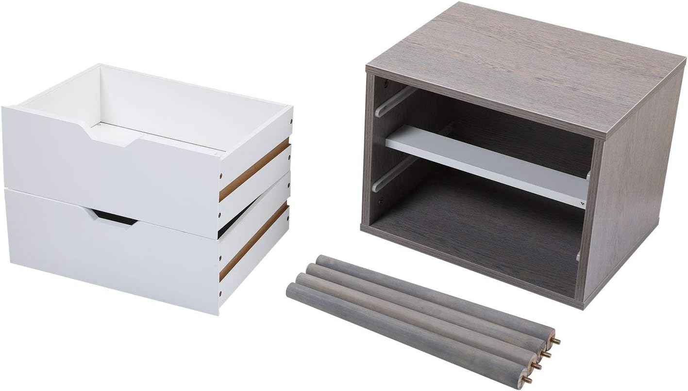 Juego de 2 mesitas de noche con cajón de almacenamiento, patas de madera maciza, mesa auxiliar moderna, mesita de noche, muebles de mediados de