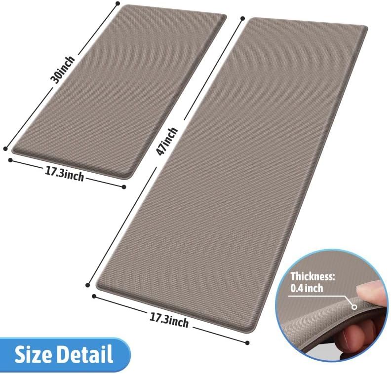 StepLively Tapete de cocina, 2 piezas de alfombras de cocina, tapetes de cocina acolchados para piso, tapete antifatiga, juego de alfombras de