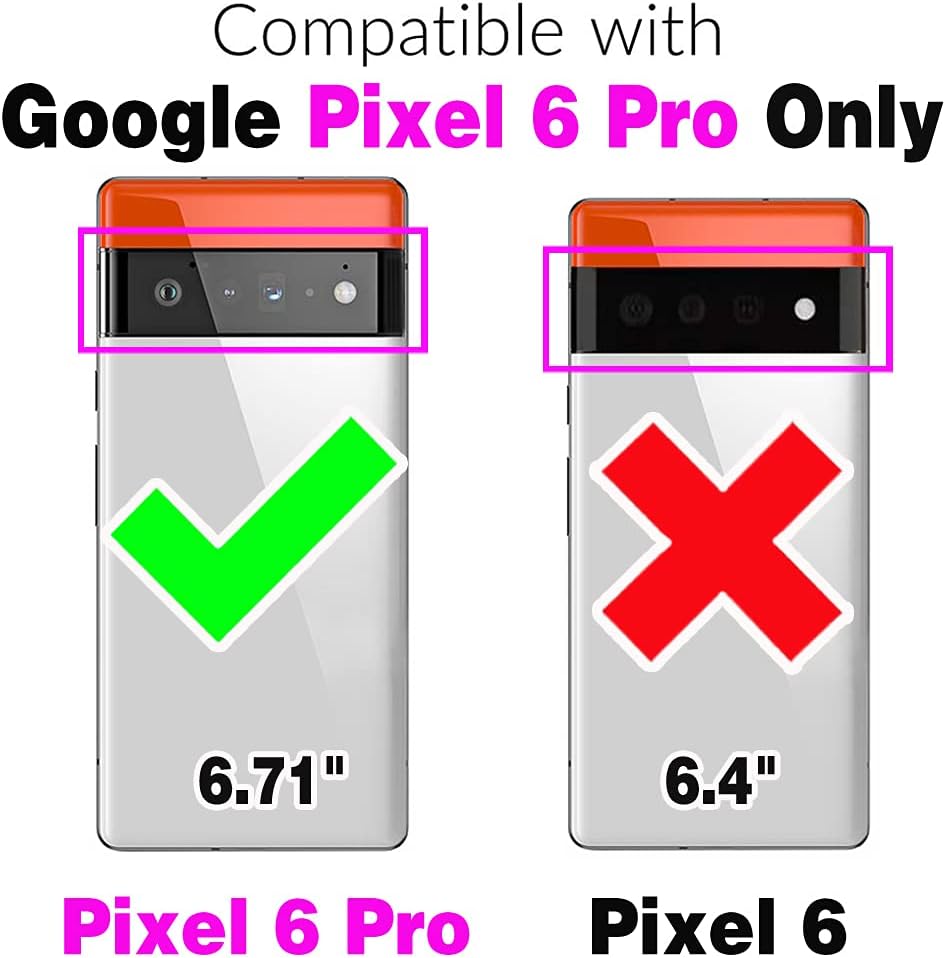 Asuwish Funda para teléfono para Google Pixel 6 Pro con protector de pantalla de vidrio templado y correa para la muñeca, cremallera abatible,