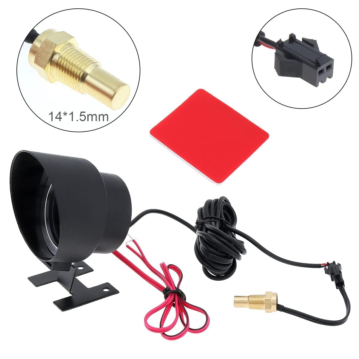 Medidor de temperatura del agua, 2 pulgadas, 2.047 in, redondo, LED, digital, 12 V, medidor de temperatura del agua universal con sensor para