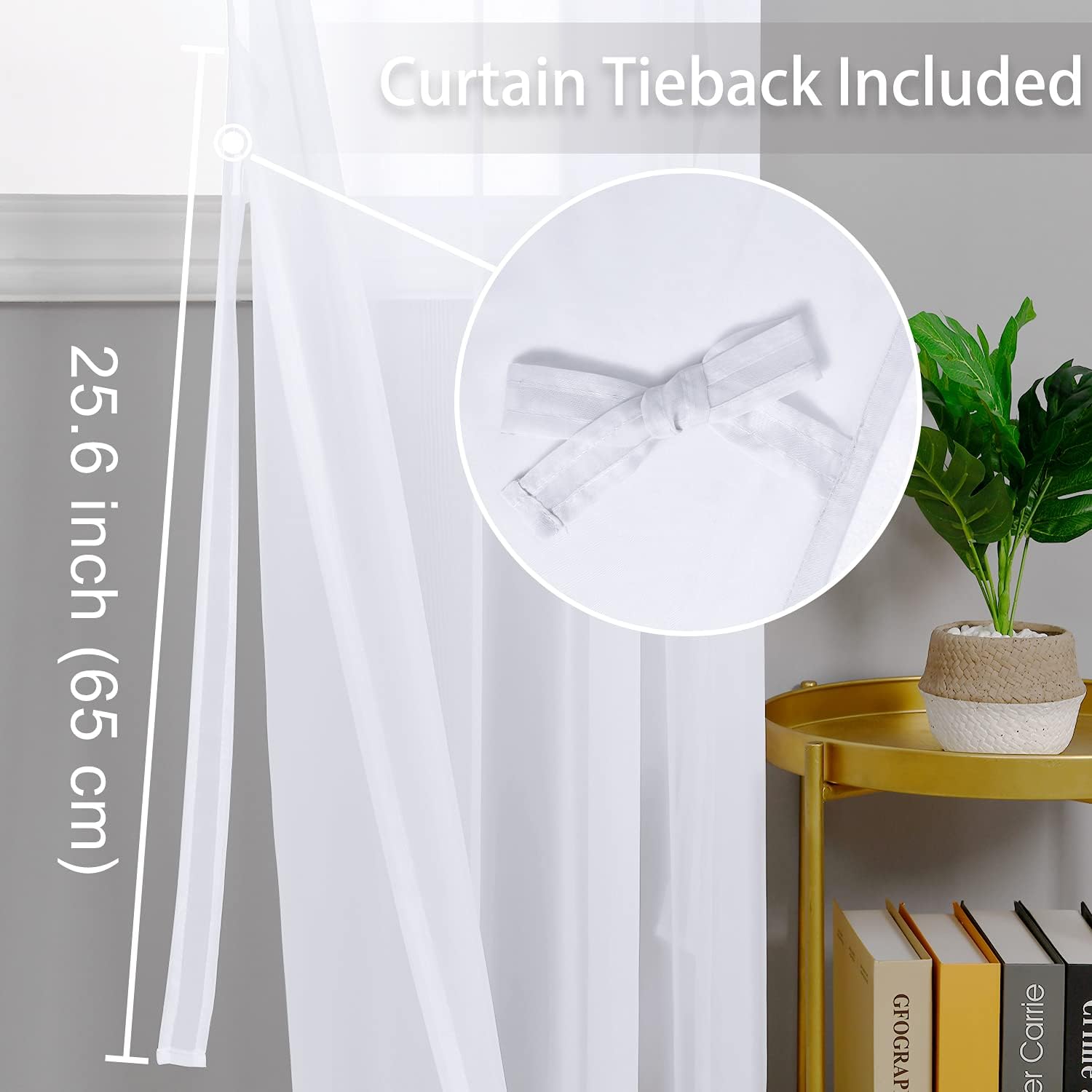 Hiasan – Cortinas traslúcidas de gasa ligeras transpirables filtrantes de luz cojales y alzapaños pventana, dormitorio, sala estar, guardería, casa