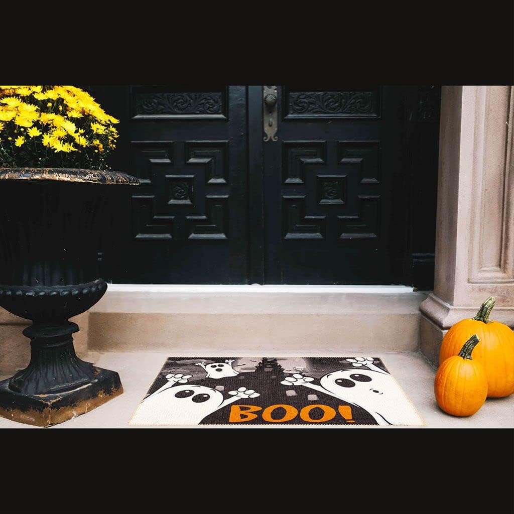 Benissimo Alfombra de Halloween de 24 x 36 pulgadas, 85% algodón, divertida, lavable a máquina, tapete de pasillo para baño, felpudo para decoración