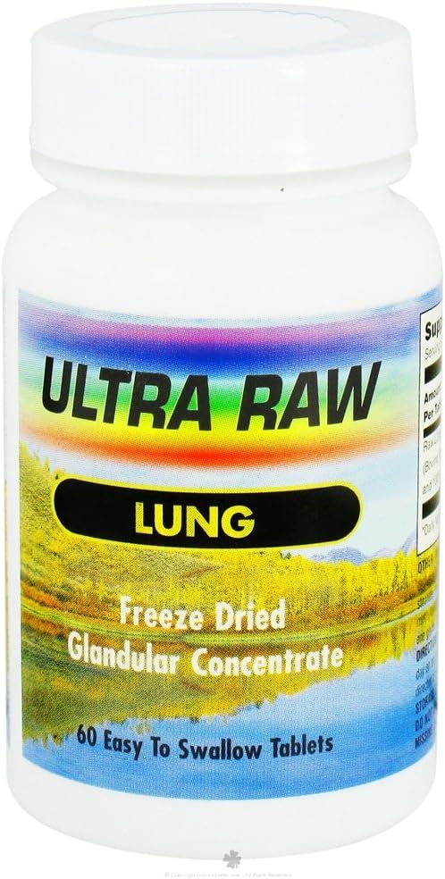 Ultra Enterprises Ultra Raw Pulmón 200mg Apoyo Glandular, Sustancia Pulmonar, Vaccum Dried, Desgrasado, Sin Cortar, 100% Puro, Glándulas Bovinas Sin
