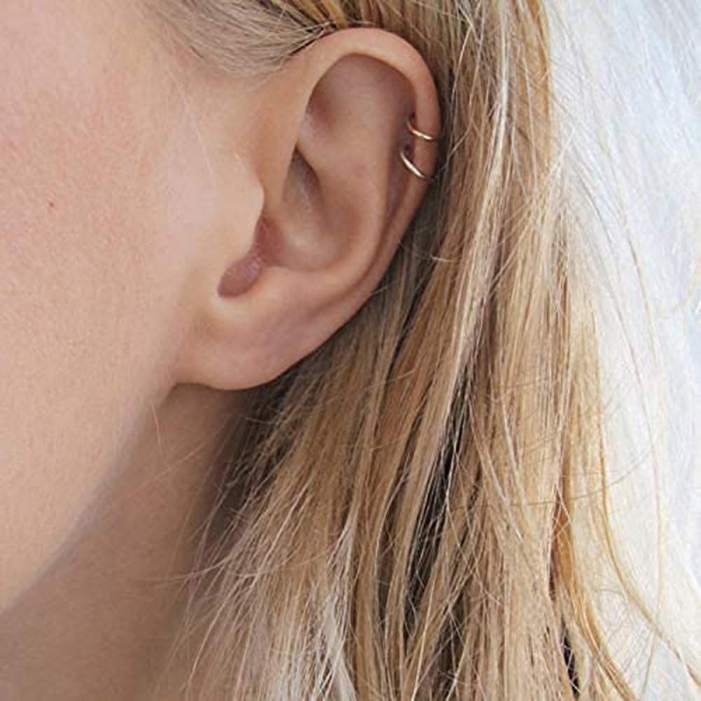 4 Pcs Stainless Steel Ear Cuff Criss Cross Double Lines Ear Cuffs Non-Piercing Minimalist fake Helix Earcuff Cartilage Earring, Huggie Helix