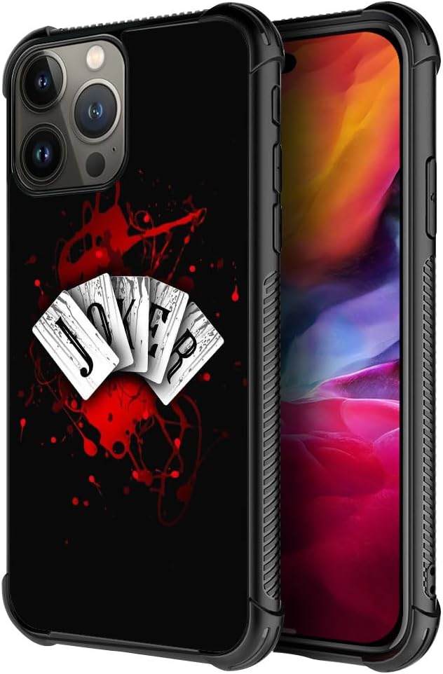 ZHEGAILIAN Funda compatible con iPhone 15 Pro, Joker Cards 15 Pro para hombresniños, esquinas reforzadas UNBreak Fashoin, cubierta trasera de TPU