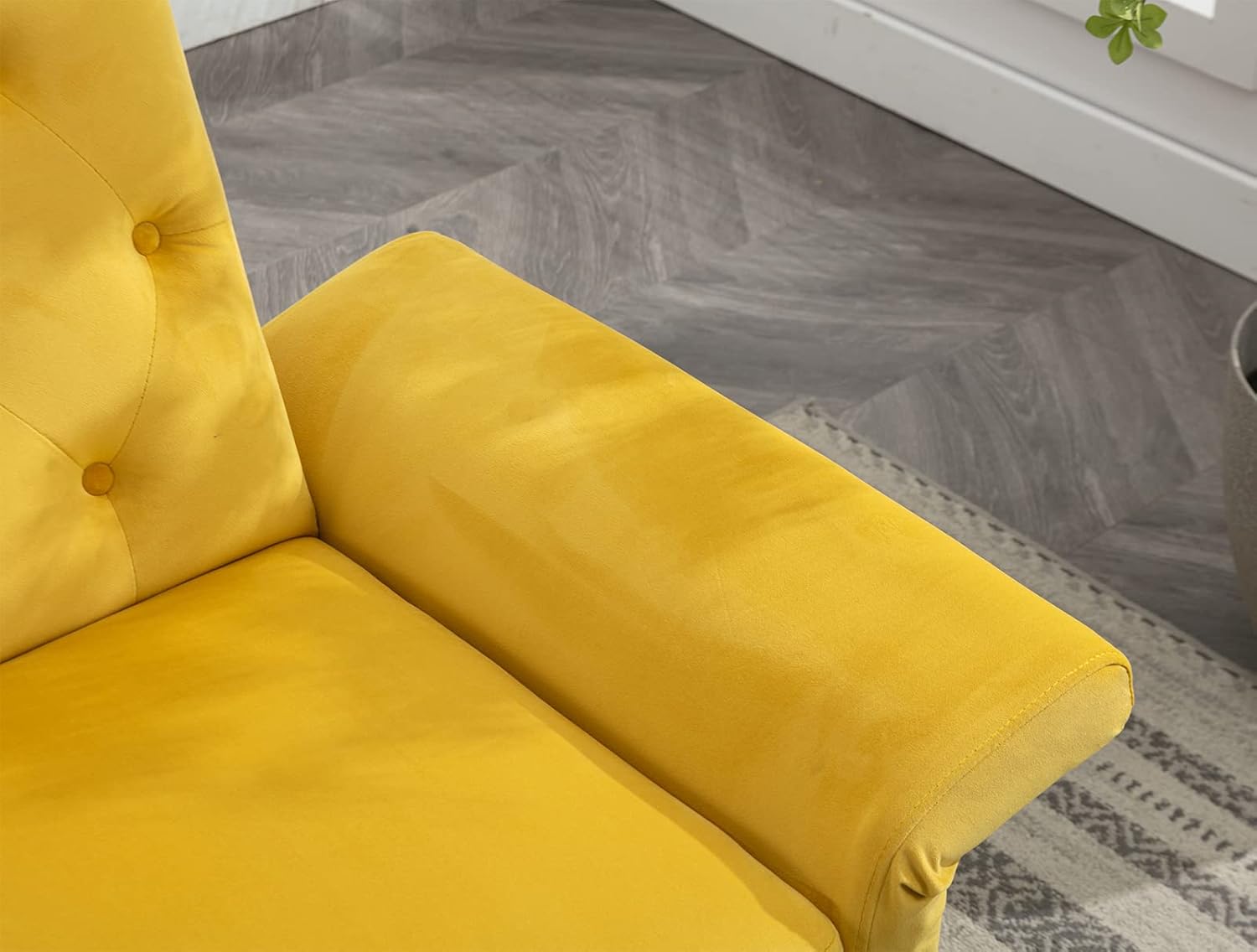 KINFFICT Sofá decorativo de terciopelo con otomana, cómodo sillón tapizado con reposabrazos y respaldo ajustables, sala de estar reclinable