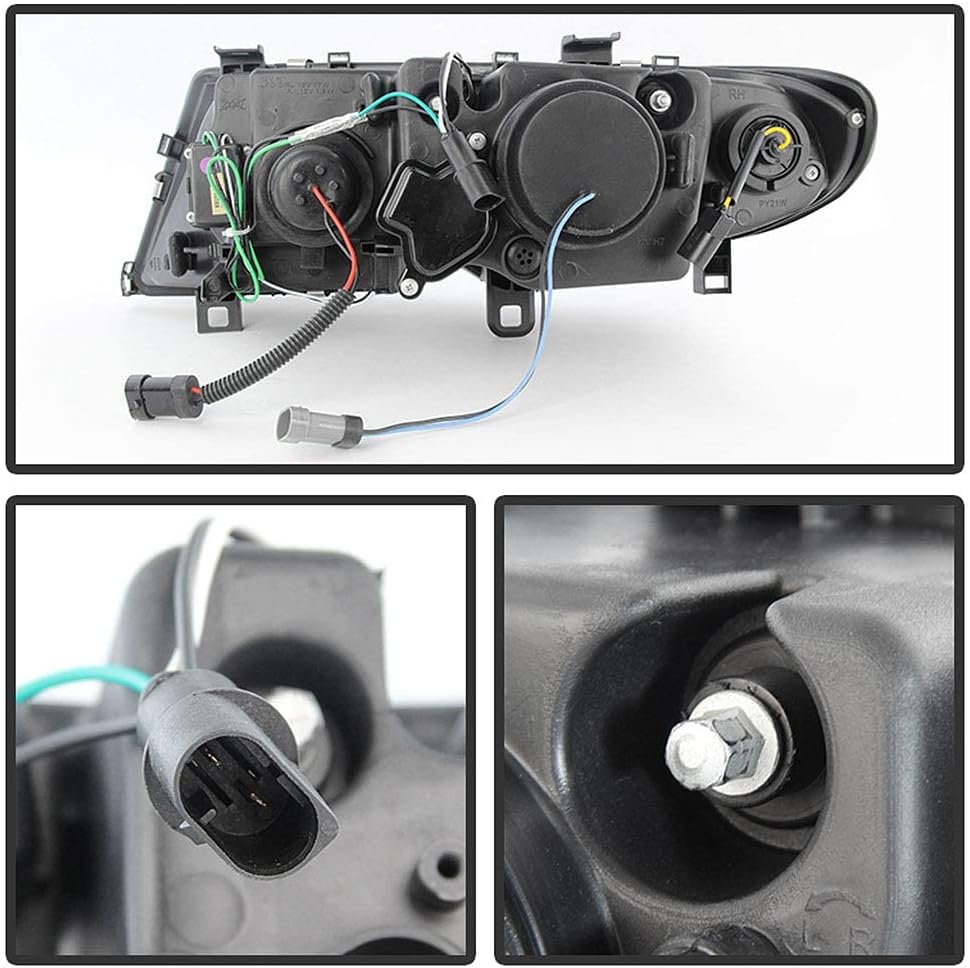 ACANII – Para modelo halógeno 2002-2005 BMW E46 Sedan Serie 3 LED Tubo Negro Proyector Faros Faros Montaje