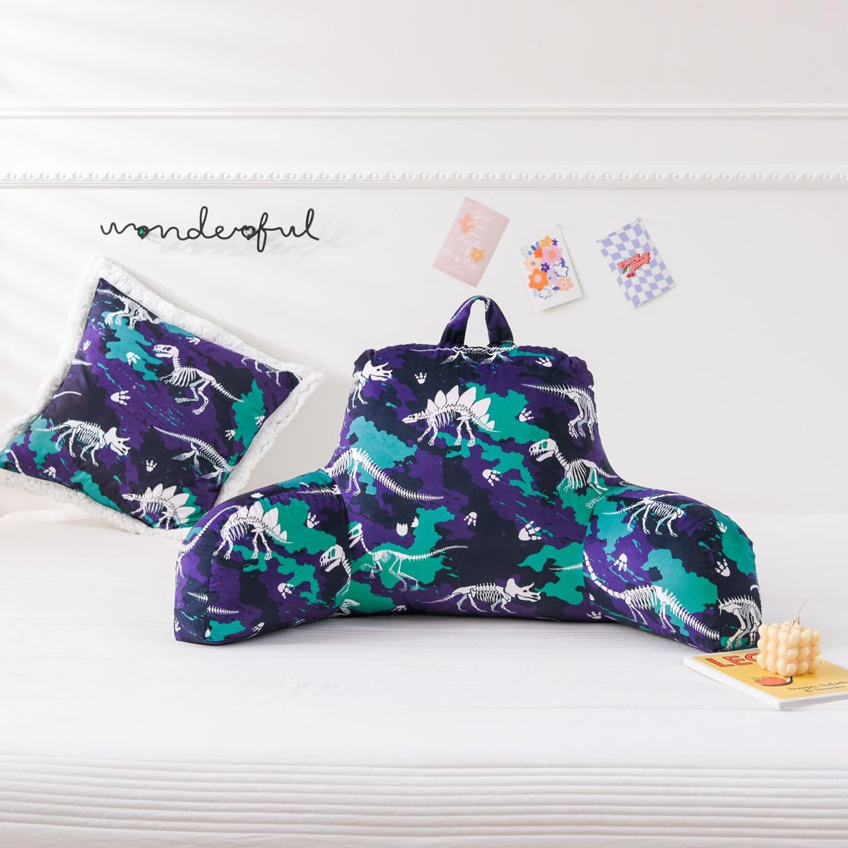 NTBED Almohada de lectura con estampado de camuflaje, respaldo de cuña con brazos, sofá, TV, relajación, almohada de apoyo para la espalda, cojín