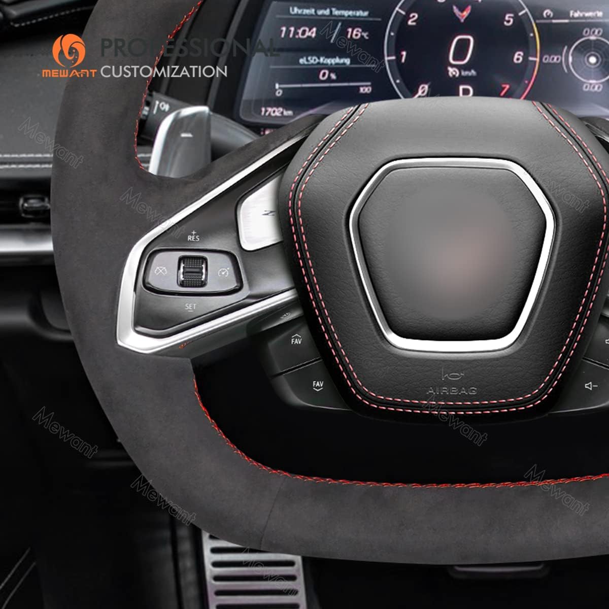 MEWANT Funda para volante de automóvil Alcantara para Chevrolet Corvette (C8) 2020-2022  Stingray  Z06