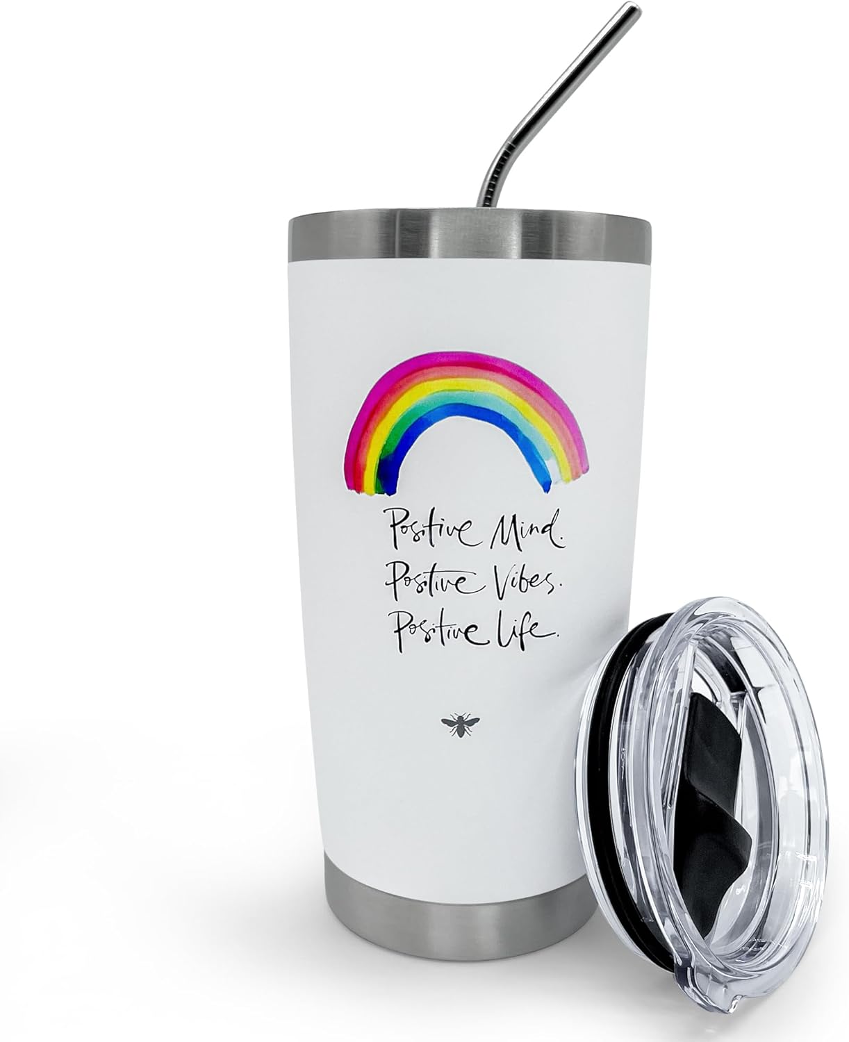 Vaso de café de viaje de 20 onzas con tapa deslizante y pajilla, taza de café de acero inoxidable a prueba de derrames, acero inoxidable aislado,