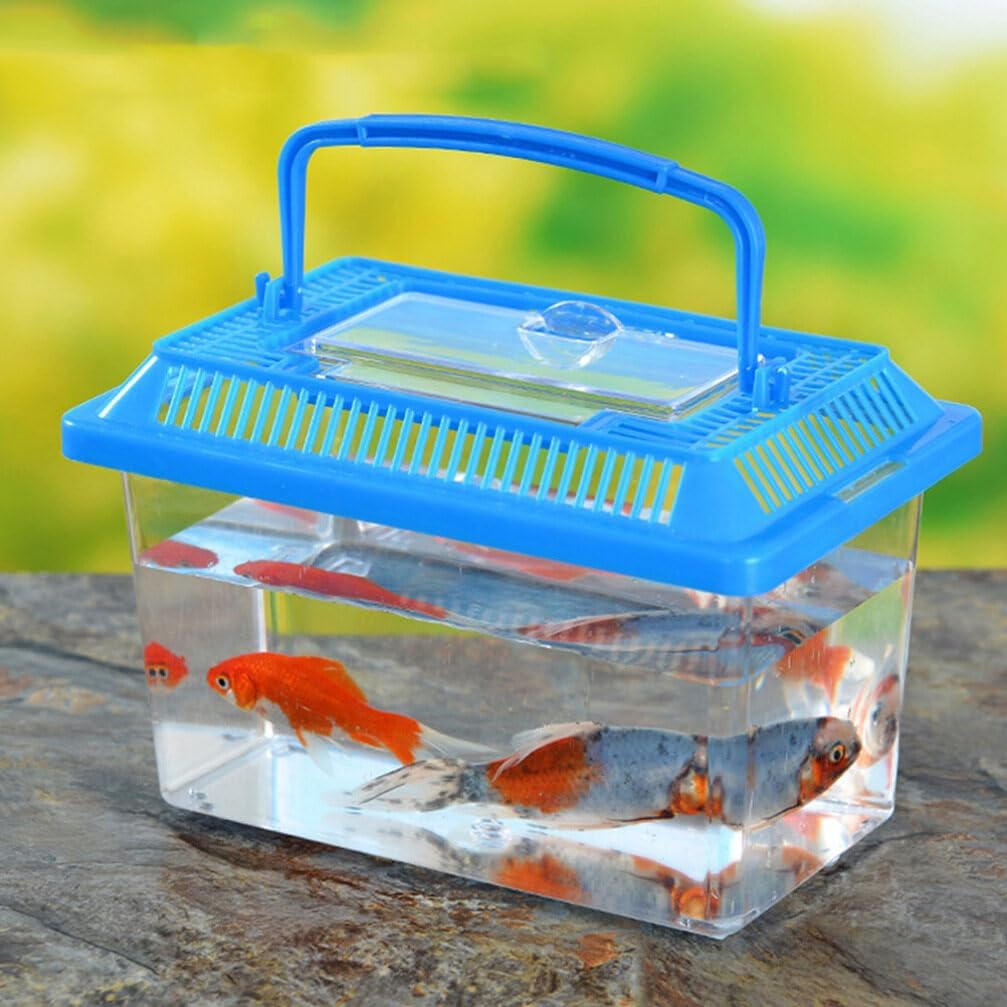 POPETPOP Cuencos de plástico para peces, 5 unidades, pequeño hábitat mundial, portátil, tanque de plástico transparente, caja de acuarios, caja de
