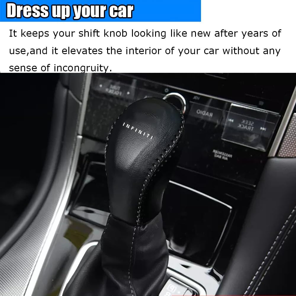 Kakash Accesorios interiores personalizados para Infiniti Q50 2018 2019 2020 2021 2022 2023 Q60 QX80, cubierta de cuero para palanca de cambios