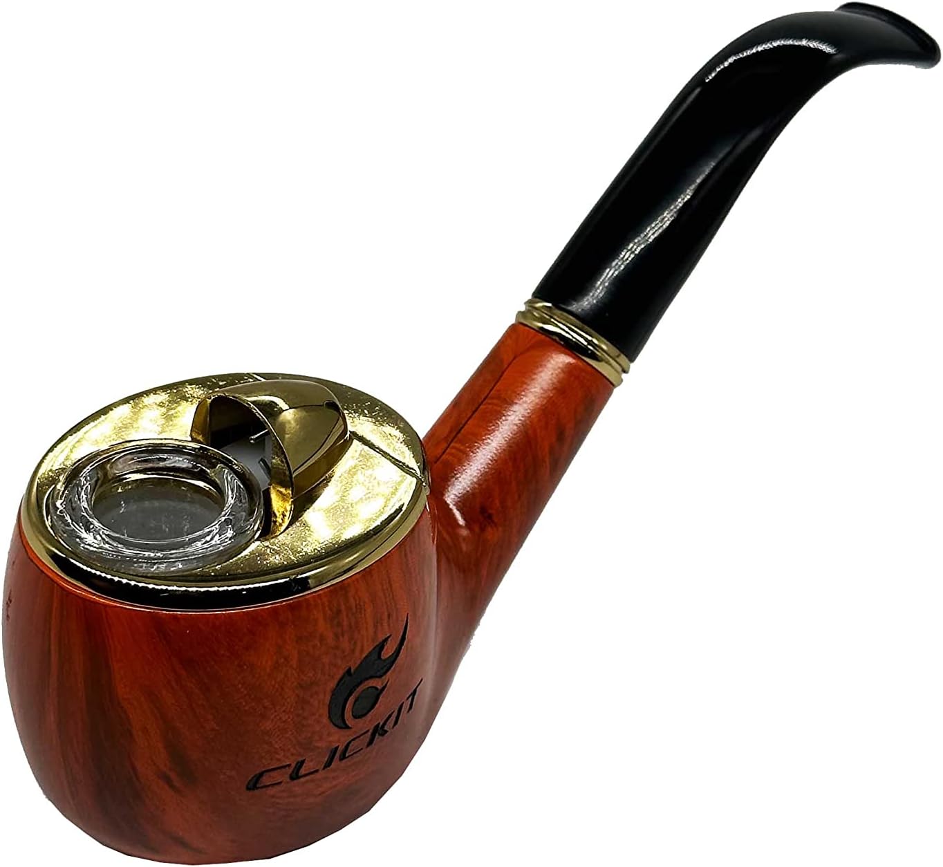 Click It- Pipa de tabaco – Encendedor integrado – Recargable (plata y oro 2 unidades)