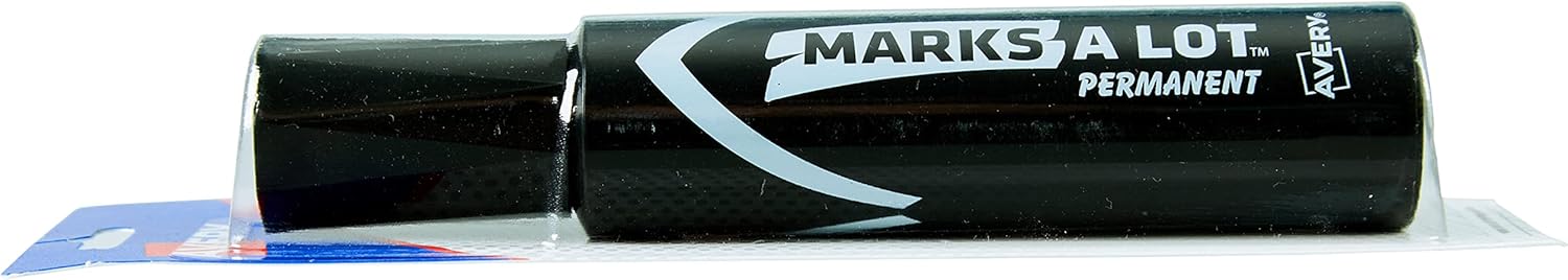 AVERY Marks-A-Lot – Marcador permanente, tamaño jumbo estilo escritorio, punta de cincel, resistente al agua y al desgaste, marcador negro (24138)