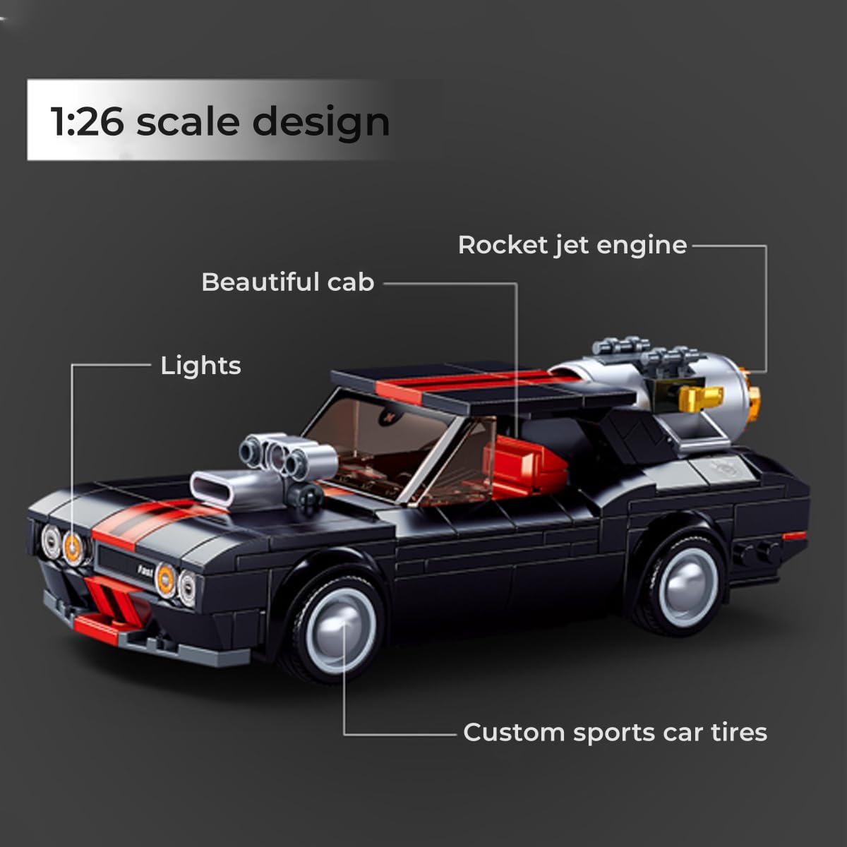 Technic – Kit de construcción de coche deportivo, 502 piezas 2 en 1 Super 9 modificado, modelo coleccionable de coche de carreras con técnica de