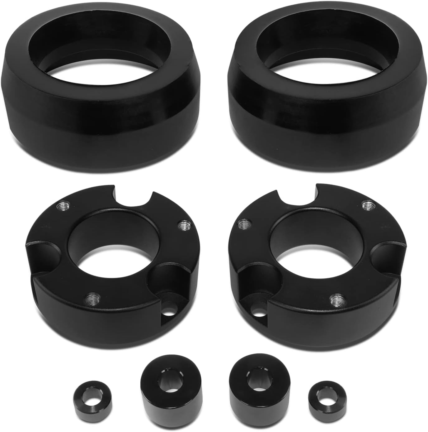 J2 Engineering J2-LK-TY-FR-001-BK Espaciadores de puntal delantero de 3 pulgadas y espaciadores de resorte helicoidal trasero de 2 pulgadas, kit de
