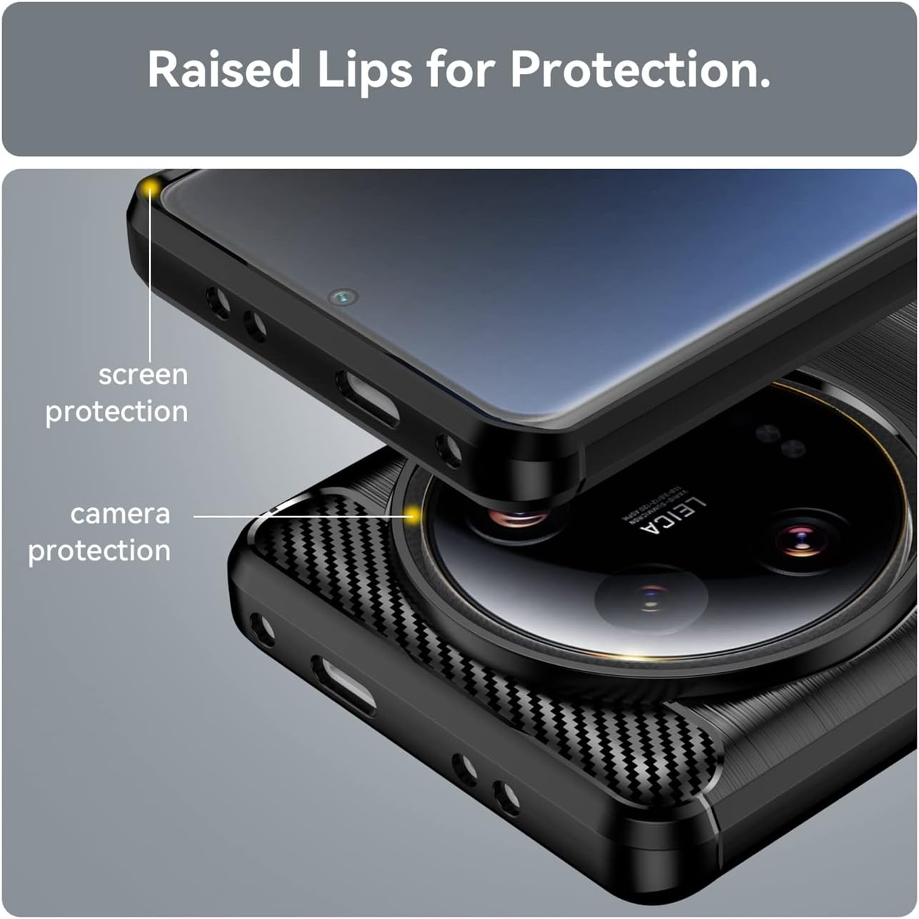 Funda de teléfono para Xiaomi 13 Ultra, mi 13 Ultra Case Fibra de carbono a prueba de golpes Escudo resistente antiarañazos TPU suave contraportada