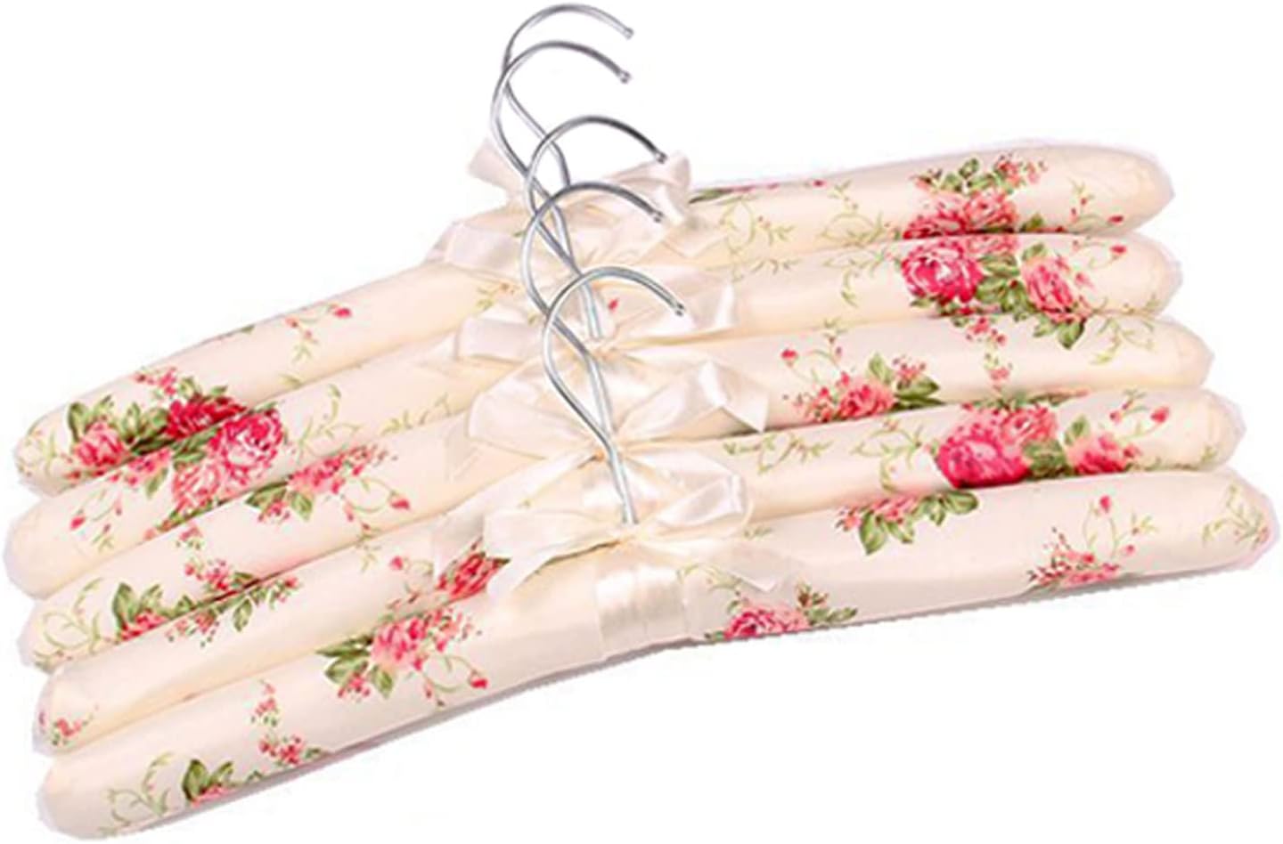 Paquete de 5 perchas acolchadas de satén para ropa de mujer, perchas antideslizantes de tela de esponja para ropa, percheros para suéter, abrigo,