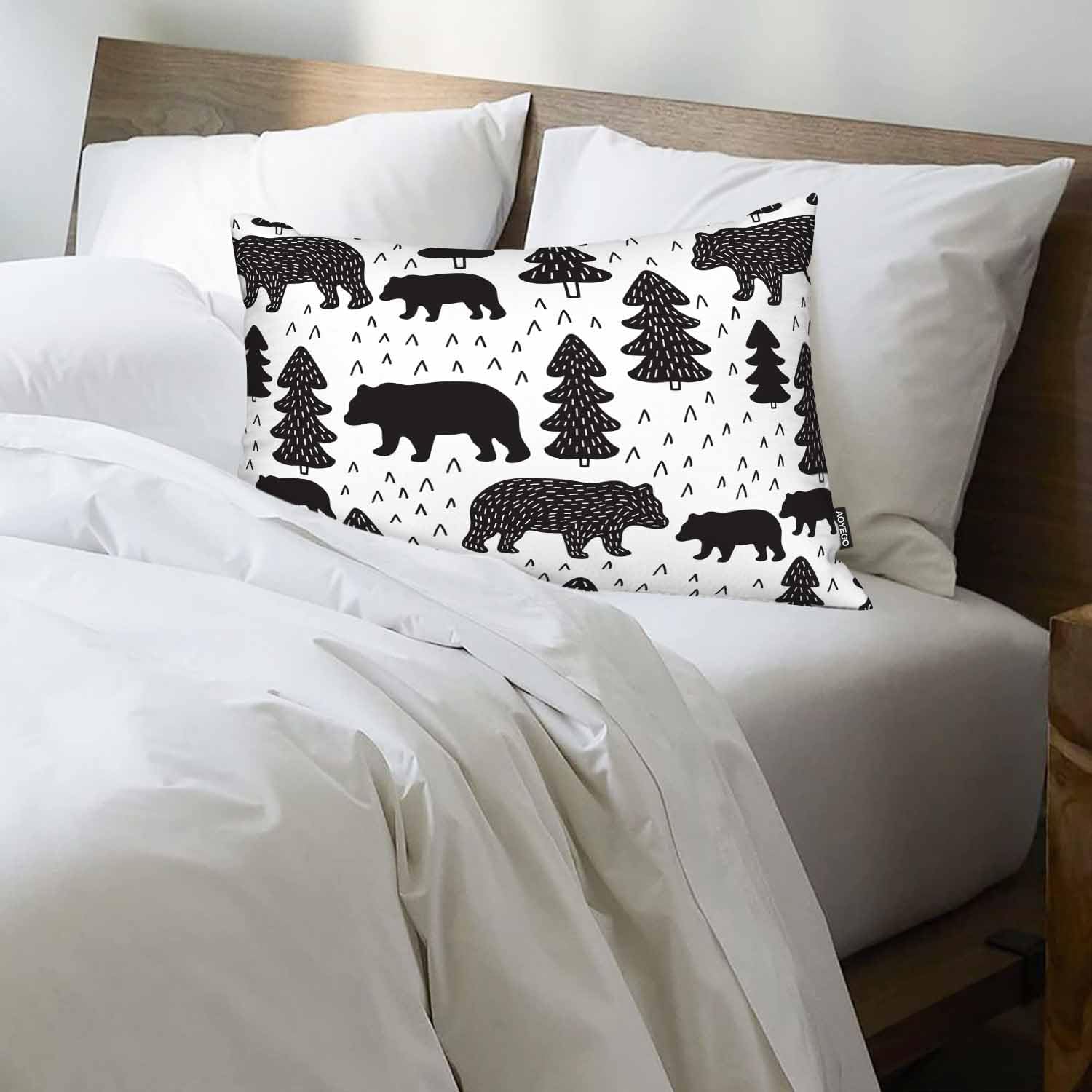 AOYEGO Woodland Bears – Funda de almohada rústica de oso grizzly de montaña, decoración del hogar, fundas de cojín para sofá, dormitorio, sala de