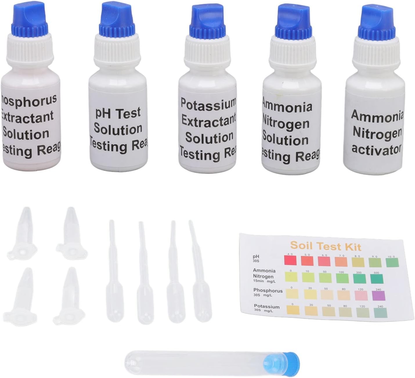 Fdit Solución líquida de prueba de suelo, pH nitrógeno fósforo potasio Kit de prueba de suelo para medición de suelo Líquido de prueba de suelo para