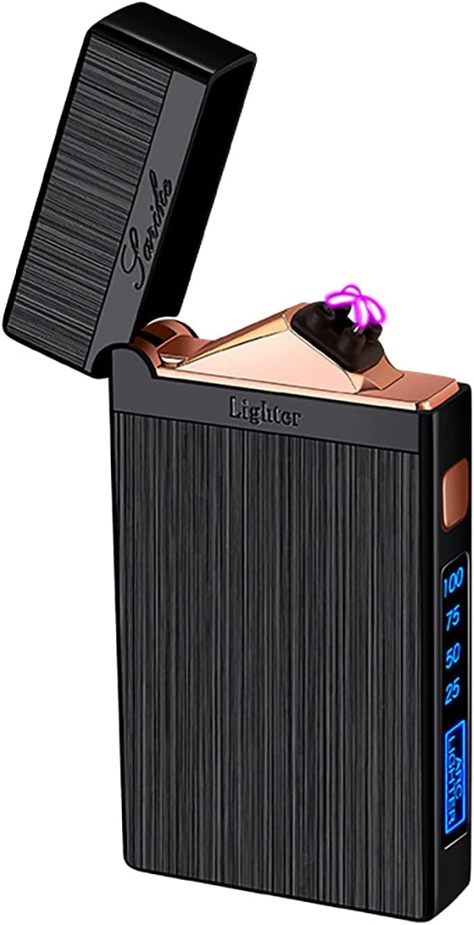Encendedor eléctrico, encendedor recargable por USB, encendedor de plasma de doble arco, encendedor sin llama a prueba de viento, encendedor de