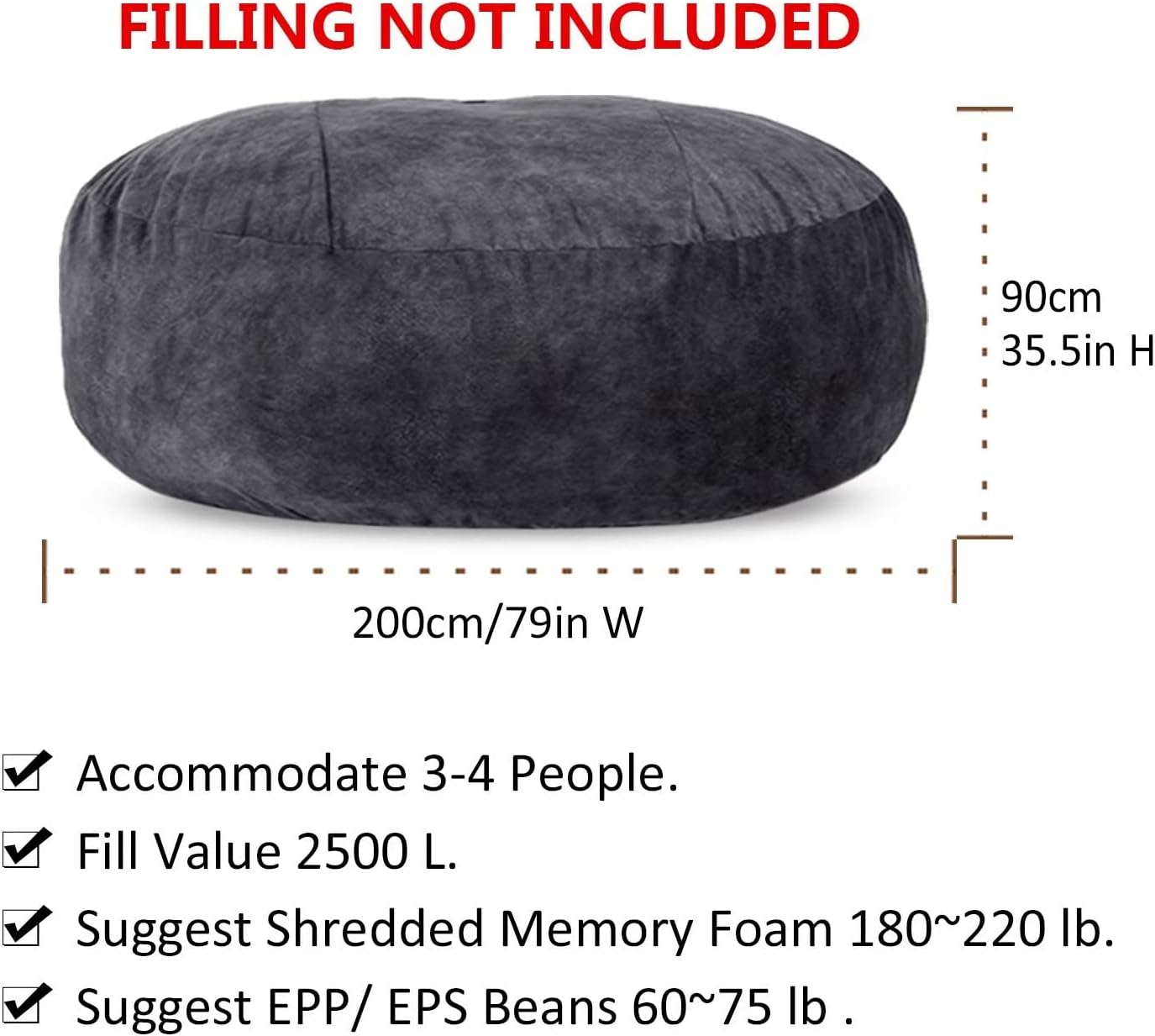 Funda para silla puf, duradera y cómoda, de piel sintética, sofá de piel sintética, sofá de sala de estar, sofá cama, puf grande para adultos (sin