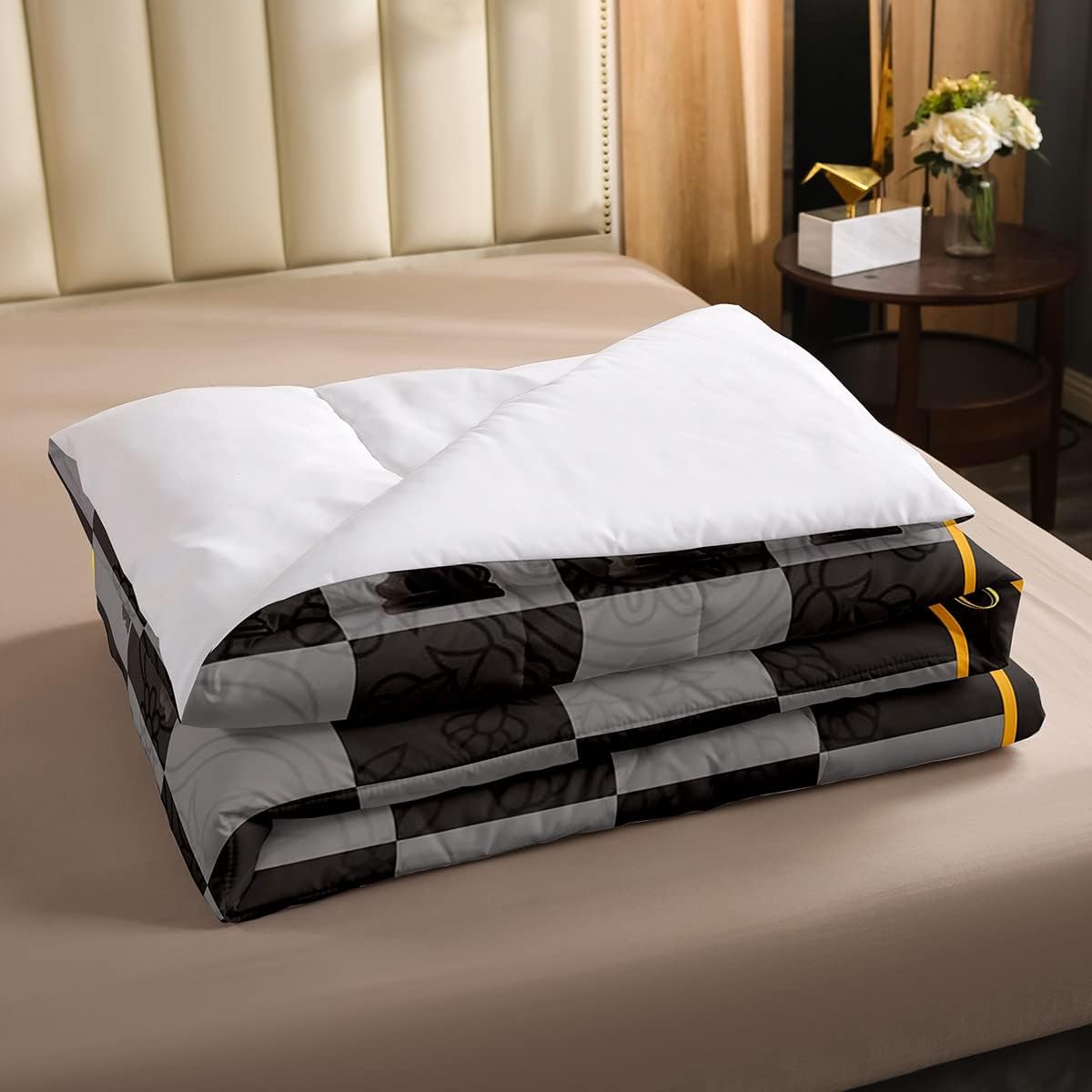 Juego de edredón de ajedrez a cuadros, juego de ropa de cama de ajedrez y juegos deportivos de plumón para niños, decoración de habitación de niños,