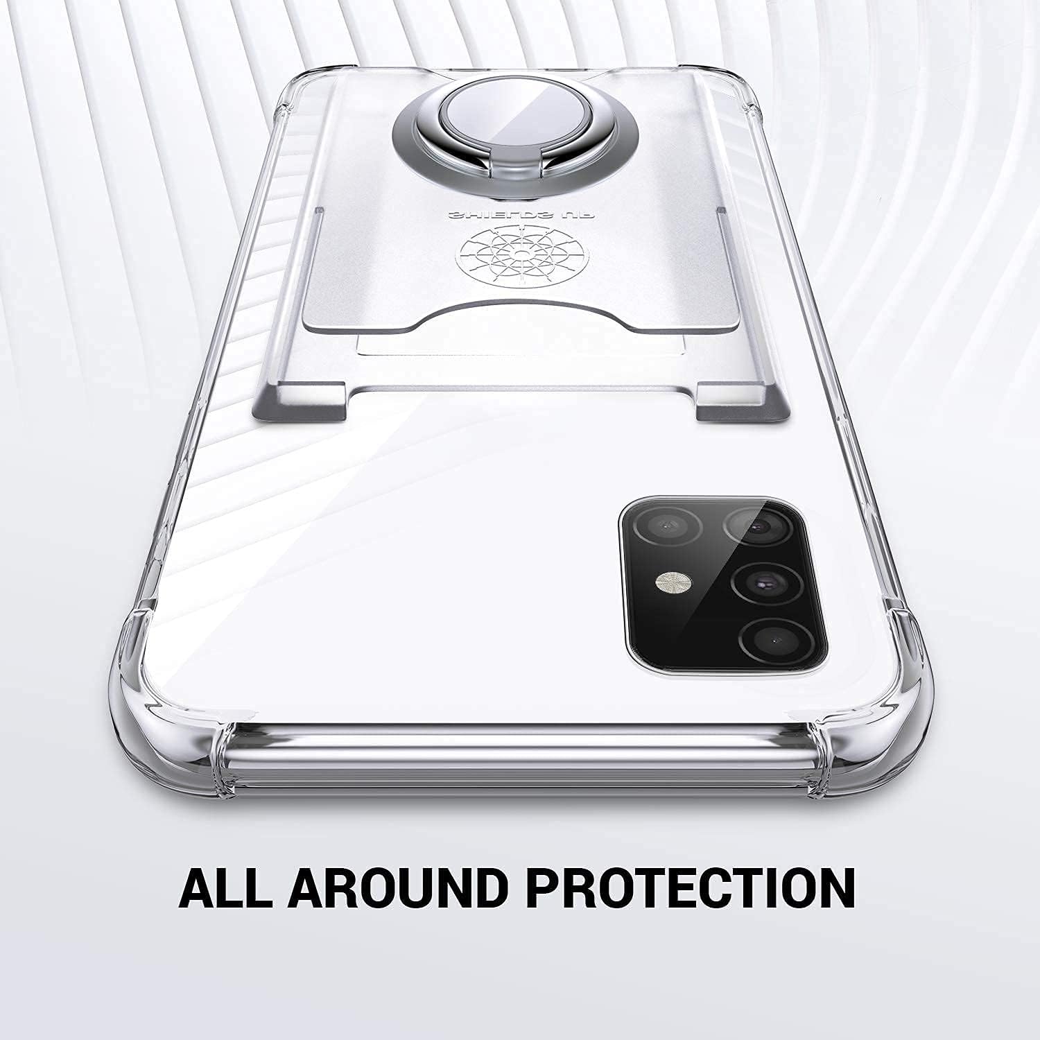 Shields Up Funda para Galaxy A51 4G, Samsung A51 4G, funda minimalista con tarjetero y soporte de anillo, protección contra caídas Funda protectora