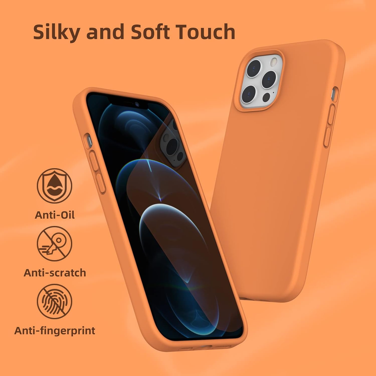 K TOMOTO – Funda de silicona líquida compatible con iPhone 12 Pro Max 6.7 pulgadas, funda de gel de protección completa con forro de microfibra,