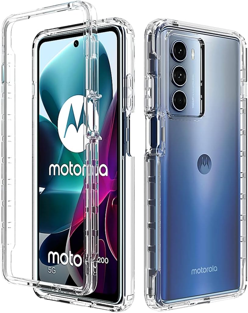 Tothedu Funda para Moto G200 5GEdge S30 XT2175-2 con protector de pantalla de vidrio templado, carcasa protectora de cuerpo completo transparente de